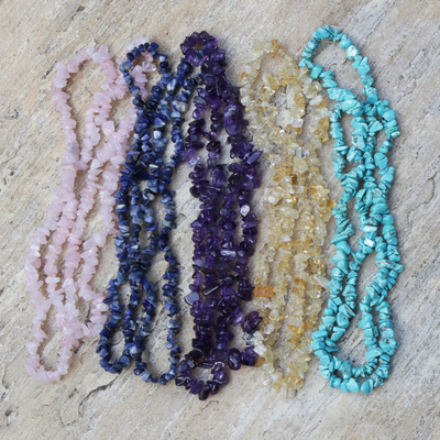 Gemstone beaded necklaces, 'Five Graces' (Set of 5) - Gemstone Beaded Necklaces (Set of 5) from Brazil