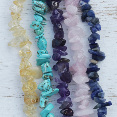 Gemstone beaded necklaces, 'Five Graces' (Set of 5) - Gemstone Beaded Necklaces (Set of 5) from Brazil