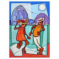 'The Samba' - Cubist Style Painting of Dancers
