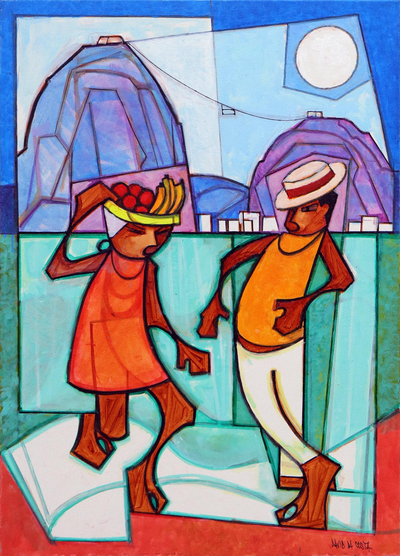 Cubist Style Painting of Dancers