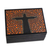 Wood decorative box, 'Orange Christ the Redeemer' (4.5 inch) - Orange Black Hand Painted Cristo Redentor Box 4.5 Inches