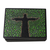 Wood decorative box, 'Emerald Christ the Redeemer' (4.5 inch) - Green Black Hand Painted Cristo Redentor Box 4.5 Inches