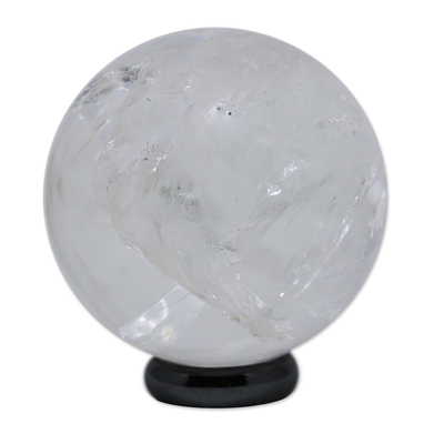 Brazilian Crystal Quartz Mini Gemstone Sphere on Stand