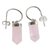 Rose quartz dangle earrings, 'Crystal Hoops' - Sterling Silver Hoop Earrings With Rose Quartz Crystals
