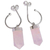 Rose quartz dangle earrings, 'Crystal Hoops' - Sterling Silver Hoop Earrings With Rose Quartz Crystals