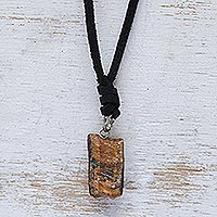 Tiger's eye pendant necklace, 'Eye of the Cat' - Natural Tiger's Eye Pendant Necklace from Brazil