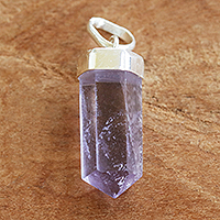 Amethyst pendant, 'Deep Purple Spirit' - Pointed Faceted Vertical Amethyst Prism Pendant from Brazil