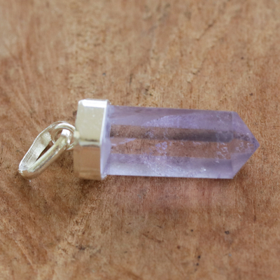 Amethyst pendant, 'Deep Purple Spirit' - Pointed Faceted Vertical Amethyst Prism Pendant from Brazil
