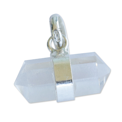 Pointed Faceted Clear Quartz Pendant from Brazil