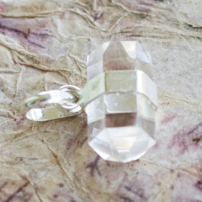 Quartz pendant, 'Crystalline Purity' - Pointed Faceted Clear Quartz Pendant from Brazil