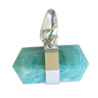 Pointed Faceted Amazonite Pendant from Brazil