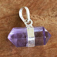 Amethyst pendant, 'Pure Purple' - Pointed Faceted Amethyst Pendant from Brazil