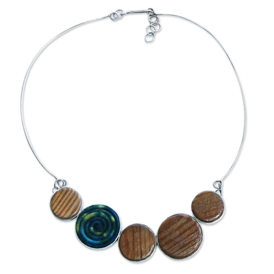Statement Necklace with Wood and 950 Silver