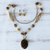 Gold plated tiger's eye jewelry set, 'Golden Muse' - Tiger's Eye Necklace and Earrings Set thumbail