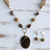 Gold plated tiger's eye jewelry set, 'Golden Muse' - Tiger's Eye Necklace and Earrings Set (image 2b) thumbail