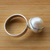 Cultured pearl cocktail ring, 'Captive Beauty' - 950 Silver and Cultured Pearl Ring