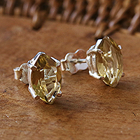 Lemon quartz stud earrings, Glimpse of Spring