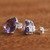 Amethyst stud earrings, 'Crystalline Tears' - Brazilian Petite Teardrop Amethyst & Silver Stud Earrings (image 2b) thumbail
