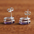 Amethyst stud earrings, 'Crystalline Tears' - Brazilian Petite Teardrop Amethyst & Silver Stud Earrings (image 2c) thumbail