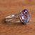 Amethyst solitaire ring, 'Crystalline Tears' - Brazilian Teardrop Amethyst & Silver Solitaire Ring