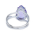 Amethyst solitaire ring, 'Crystalline Tears' - Brazilian Teardrop Amethyst & Silver Solitaire Ring