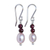 Garnet and cultured pearl drop earrings, 'Pink and Crimson' - Brazilian Handmade Garnet and Cultured Pink Pearl Earrings