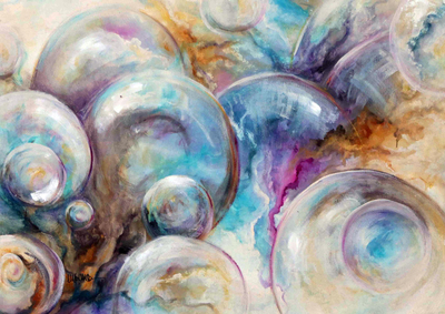 Acrylic on Canvas Featuring Glass Bubble Motif