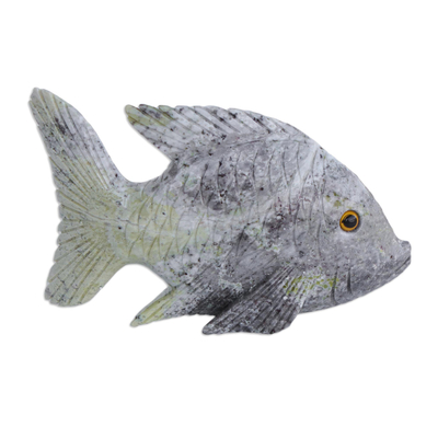 Dolomite figurine, 'Ginger Fish' - Artisan Hand Carved Dolomite Fish Sculpture from Brazil