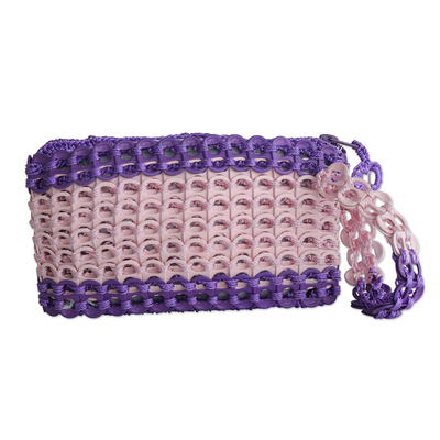 Pink and Purple Aluminum Soda Pop-Top Wristlet from Brazil