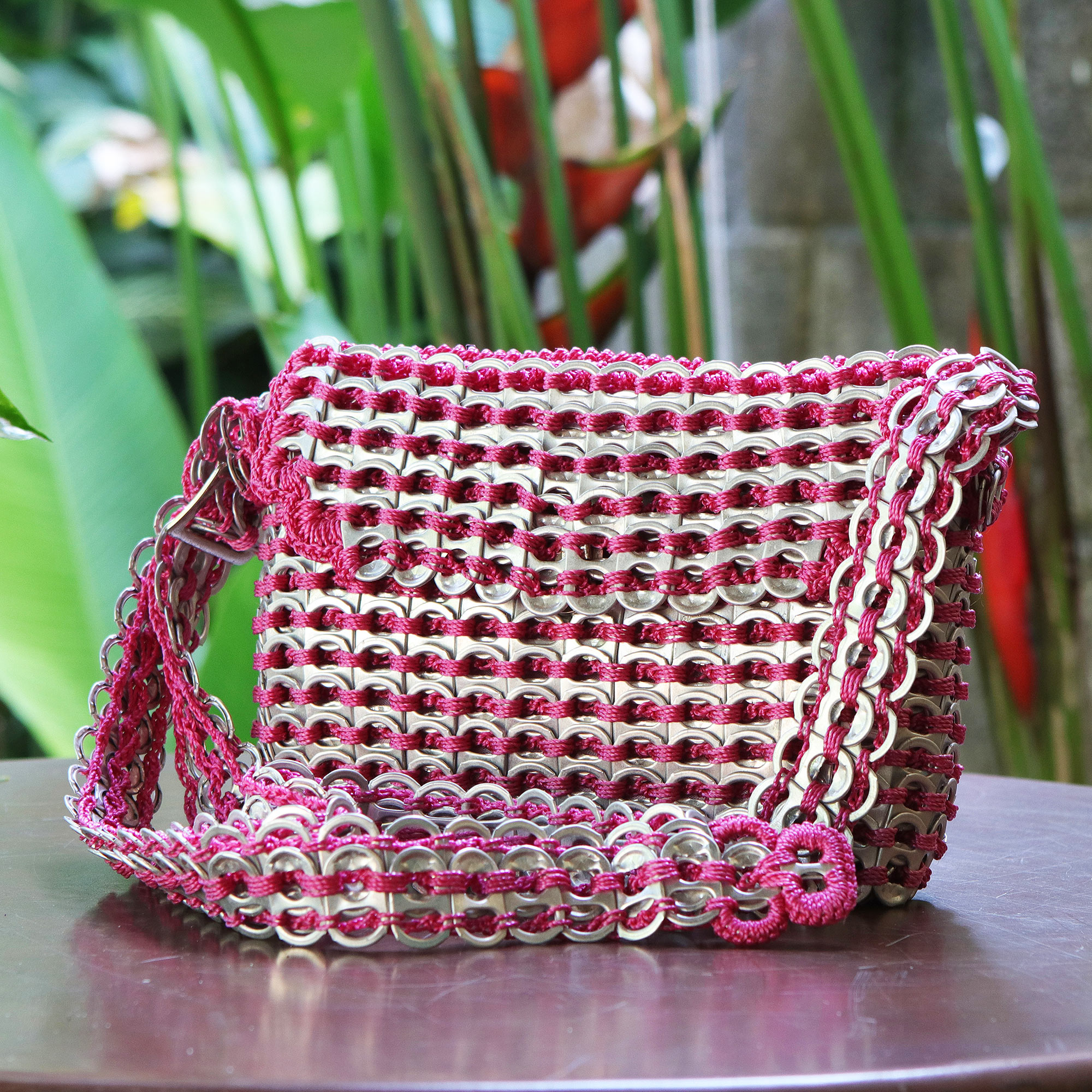 Restored East/West Crossbody With Pop Up Pouch With Gingham Print
