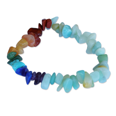 Multi-gemstone beaded stretch bracelet, 'colourful Chakra' - Amazonite and Multigem Chakra Bracelet