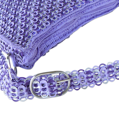 bolsa de hombro Soda pop-top - Bolso de hombro de crochet morado con tapa emergente reciclado ecológico