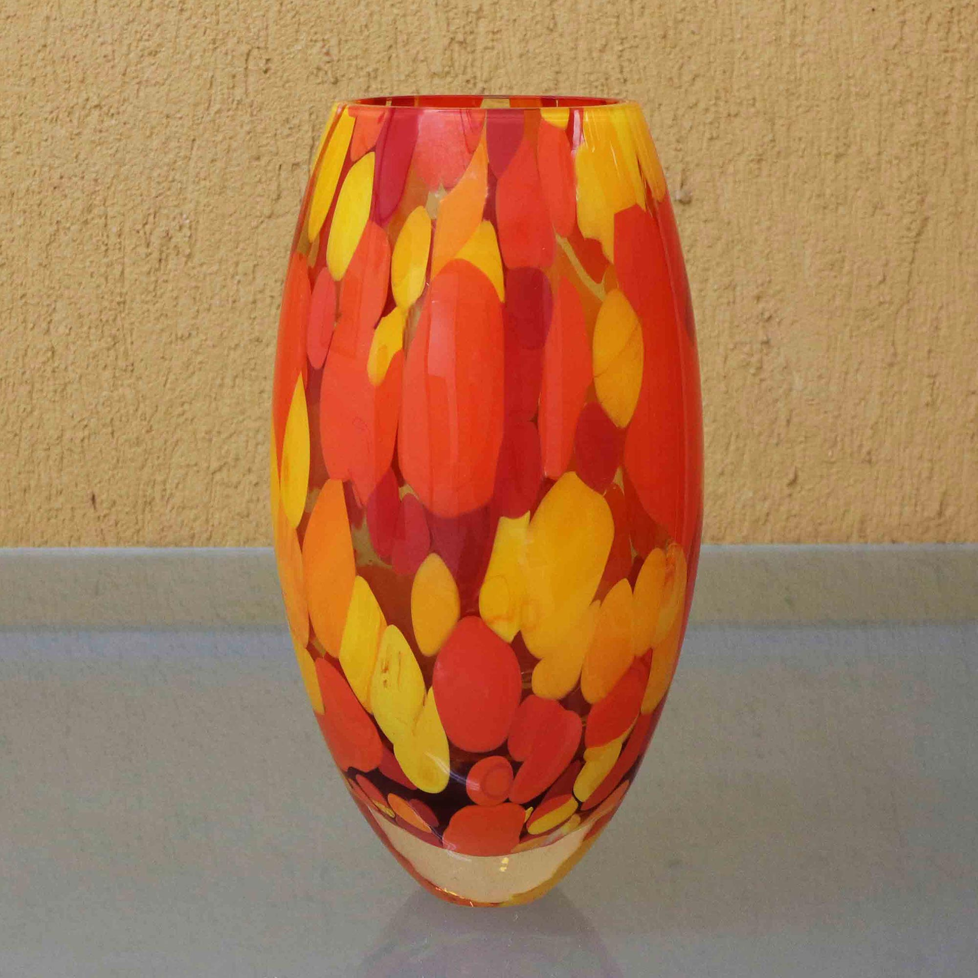 Ovoid Vase Red with Silver - Island Art Glass