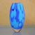 Handblown art glass vase, 'Colors of the Sky' - Unique Murano Inspired Glass Vase In Shades of Blue thumbail
