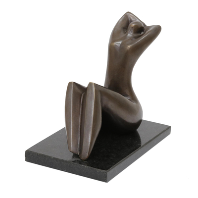 Bronze sculpture, 'Seated Woman' - Seated Woman Sculpture in Bronze with Granite Base