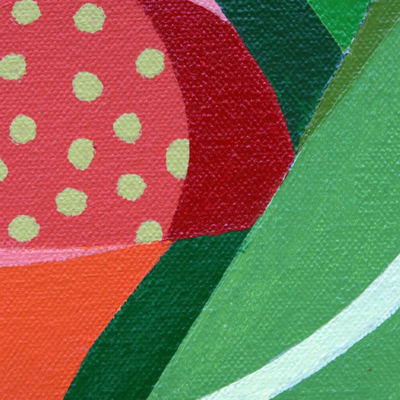 'Fondo del Mar' (2020) - Pintura de tema floral cubista multicolor original de Brasil
