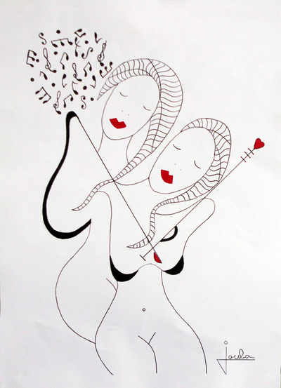 'sensibilidad' - arte expresionista moderno original firmado con pluma y tinta