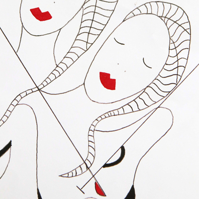 'sensibilidad' - arte expresionista moderno original firmado con pluma y tinta