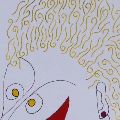 'La ventana' - Pluma y tinta expresionistas modernas firmadas de Brasil