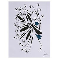 'Metamorphosis' - Retrato firmado a pluma y tinta expresionista moderno de Brasil