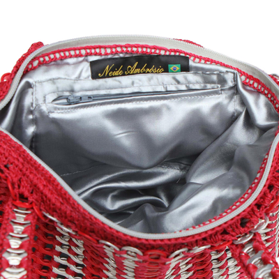 Recycelte Limonaden-Pop-Top-Handtasche - Umweltfreundliche handgehäkelte rote Handtasche mit Soda-Pop-Tops