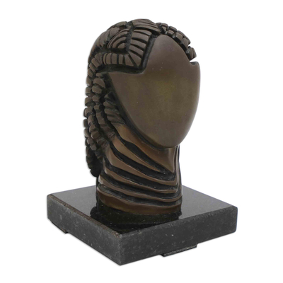 Bronze sculpture, 'Egyptian Woman' - Oxidized Bronze Sculpture of African Heritage Woman