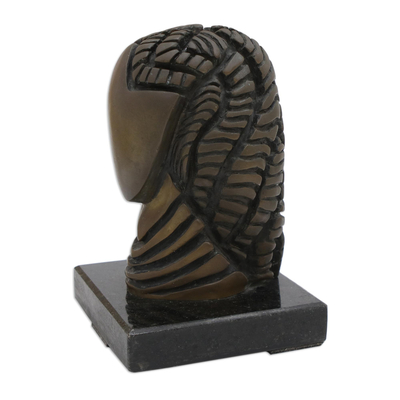Bronzeskulptur, 'Ägyptische Frau - Oxidierte Bronzeskulptur einer Frau afrikanischen Ursprungs
