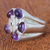 Amethyst cocktail ring, 'Flower of Rio' - Floral Sterling Silver Ring with Amethysts
