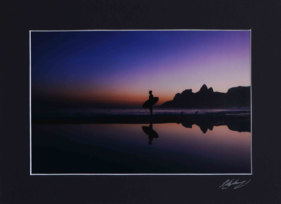 Signed Color Photograph of a Surfer at Ipanema