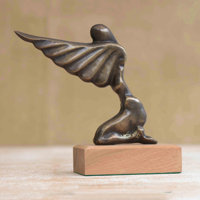 Bronzeskulptur, „Engel der Dankbarkeit II“. - Signierte Bronze-Engel-Skulptur