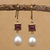 Ruby and cultured pearl dangle earrings, 'Precious Treasure' - 14k Gold Earrings with Ruby and Cultured Pearl thumbail