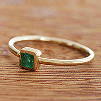 Emerald solitaire ring, 'Topkapi Treasure' - Genuine Emerald Solitaire Ring