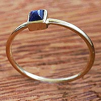 Sapphire solitaire ring, 'Treasure of Rio' - 14k Gold and Sapphire Solitaire Ring