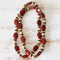 Jasper beaded necklace, 'Red River'